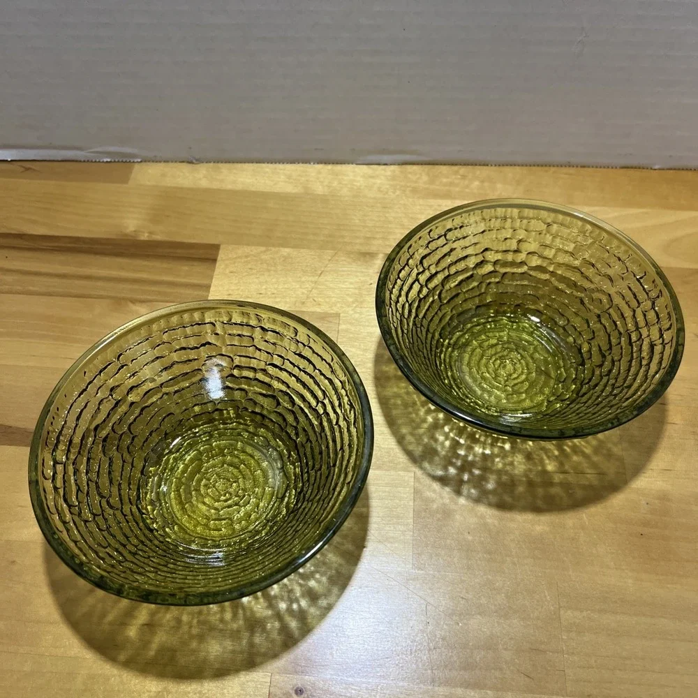 Anchor Hocking Soreno Berry Dessert Bowls Avocado Green Set of 2